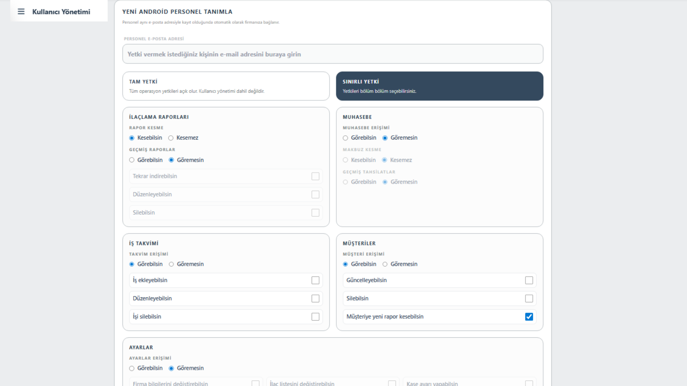 Yetkilendirme Paneli